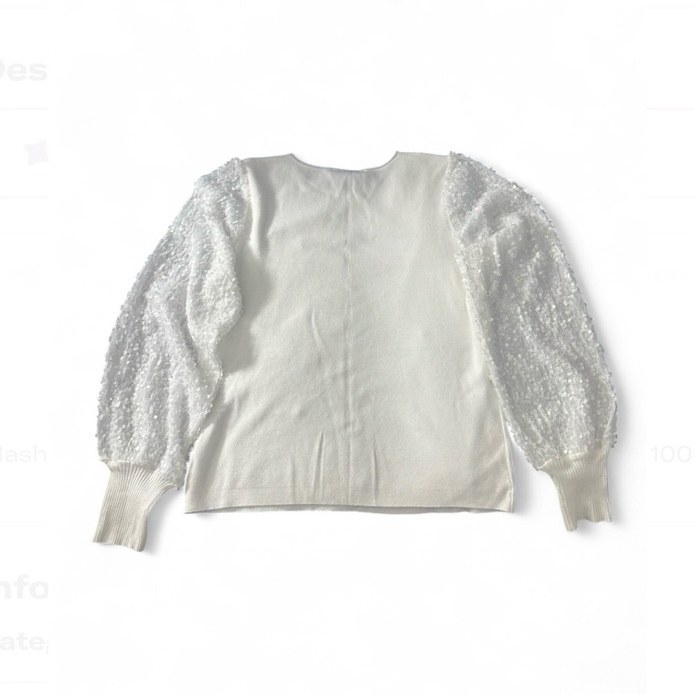 Chic White Sequin Sweater - Picture 3 of 5